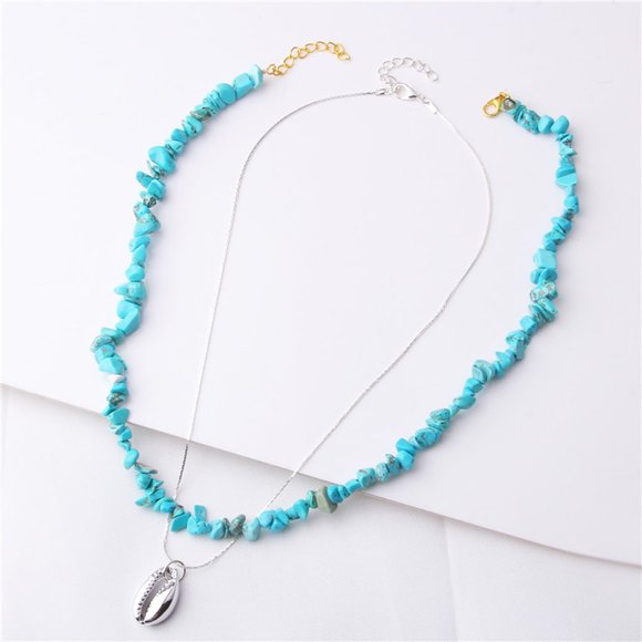 Zara Natural Teal Stone Irregular Bead Bohemia Natural Jewelry Necklace/Bracelet - Picture 14 of 15